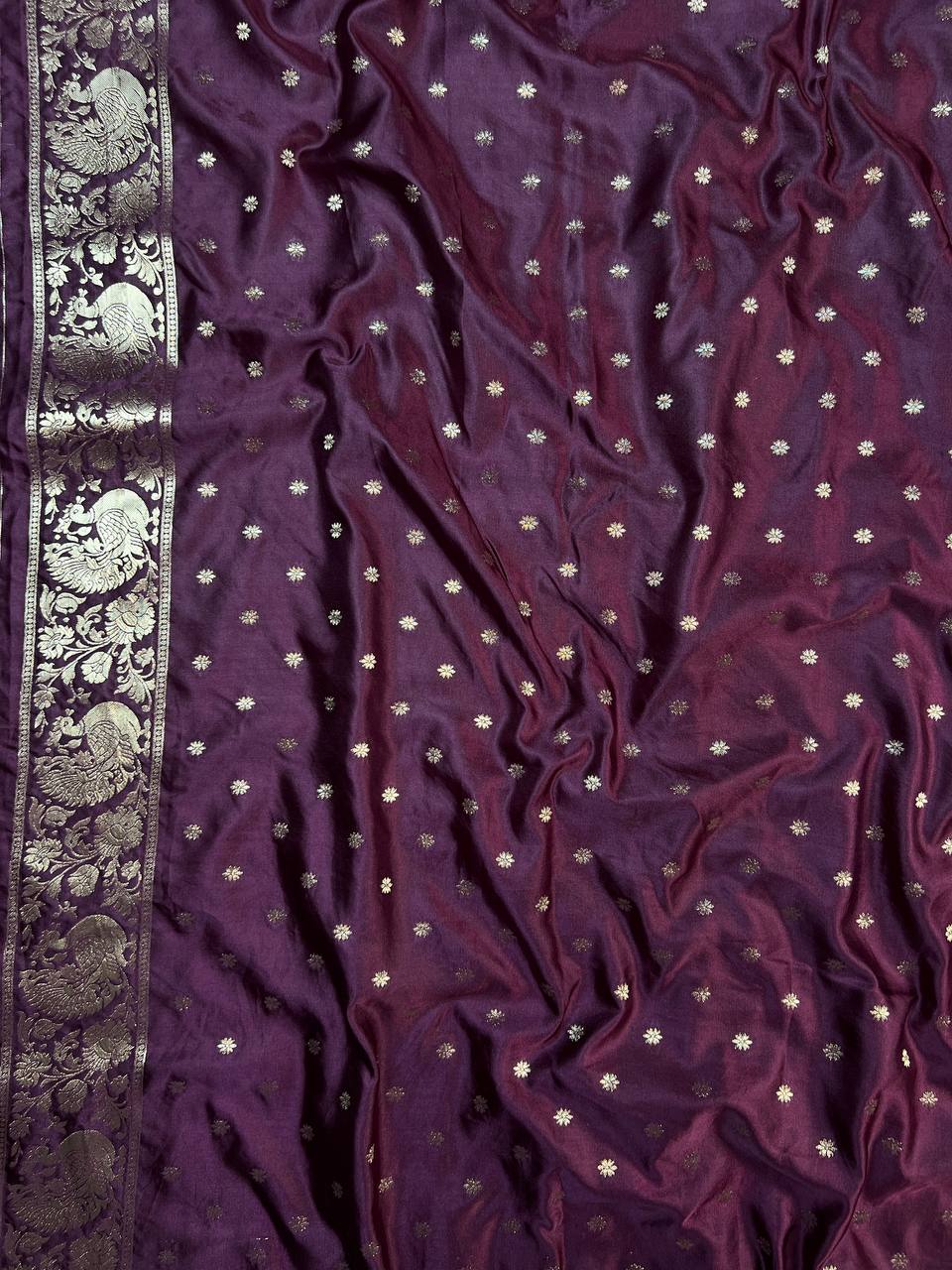 Wine Purple Banarasi Silk Saree for Women