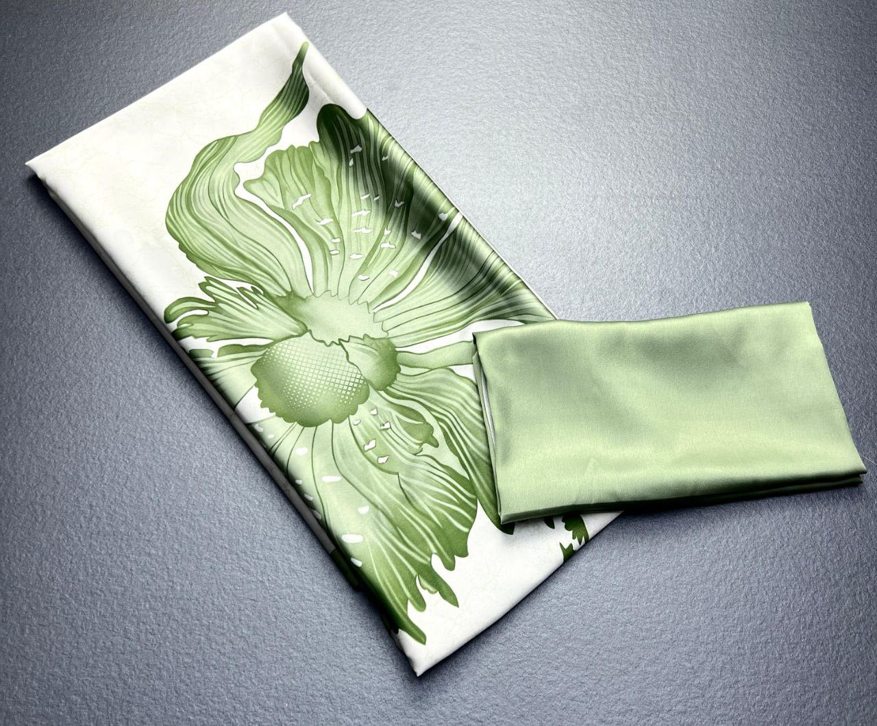 Ivory & Sage Green Floral Satin Designer Saree – Elegant Party & Festive Wear Saree for Women