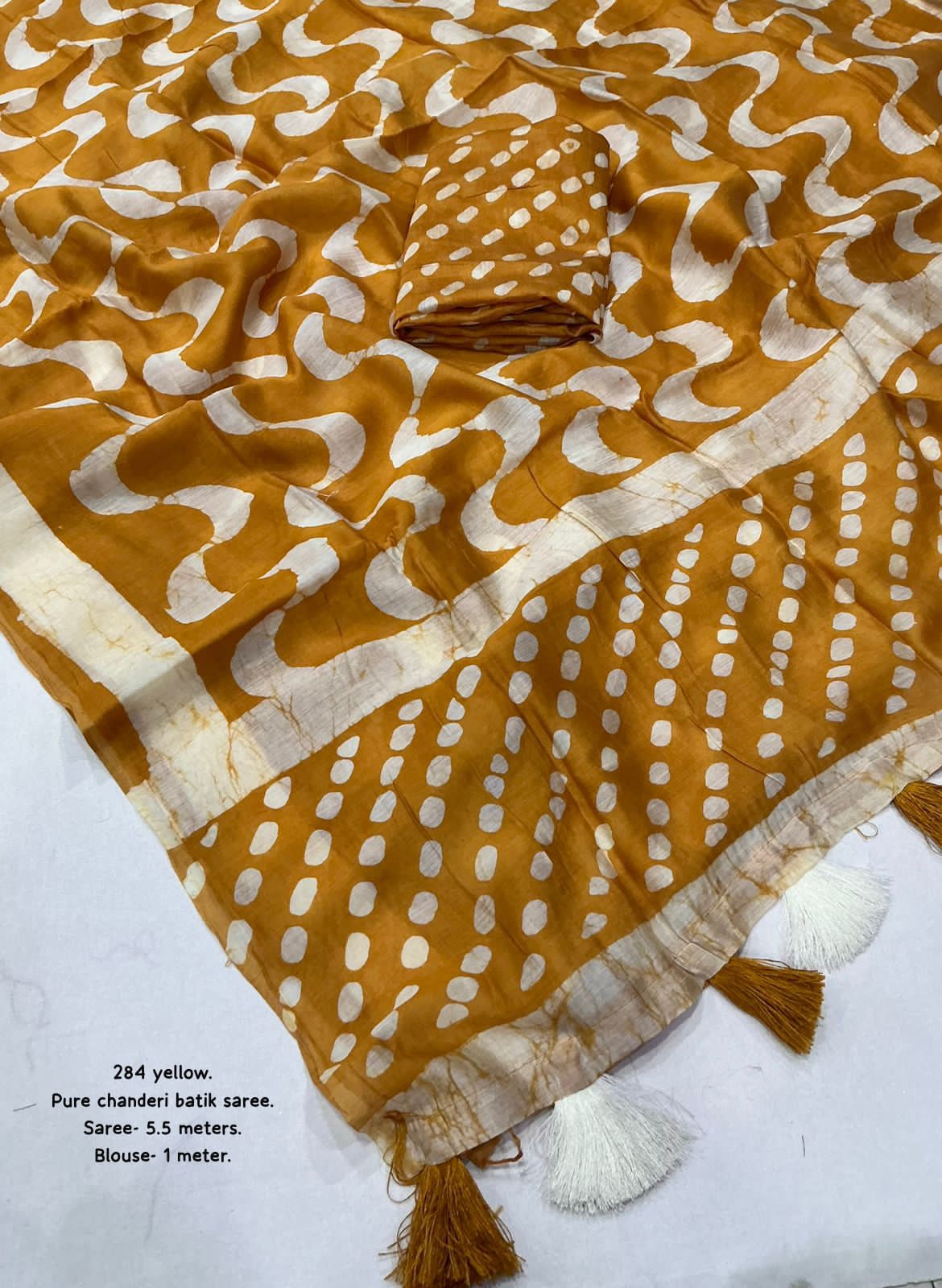Vibrant Yellow Chevron Batik Saree