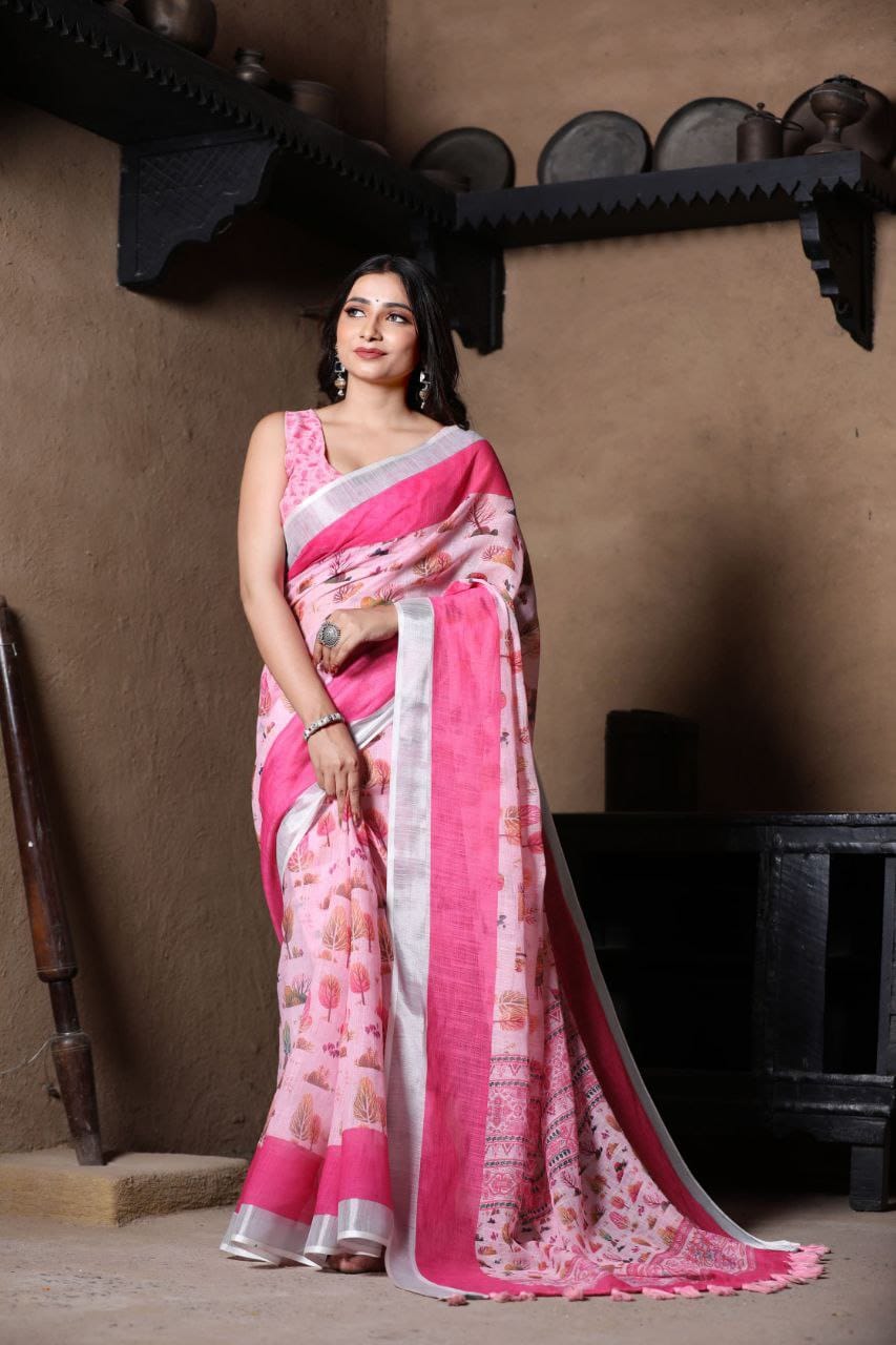 Cotton Linen Saree