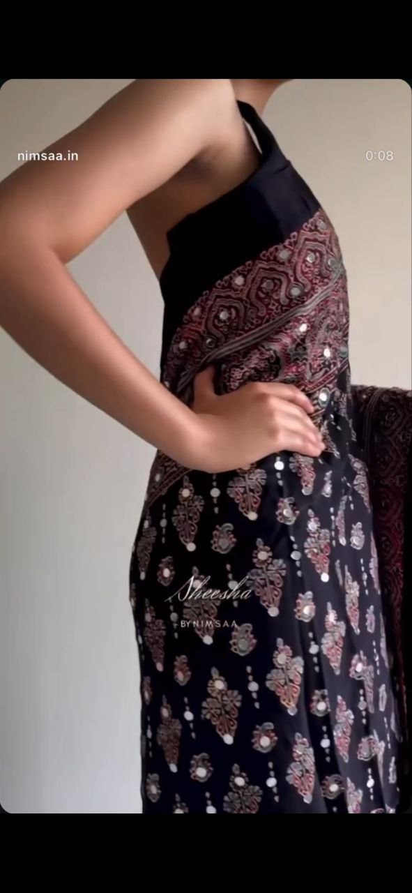 Black Gajji Silk Premium Designer Saree for Women