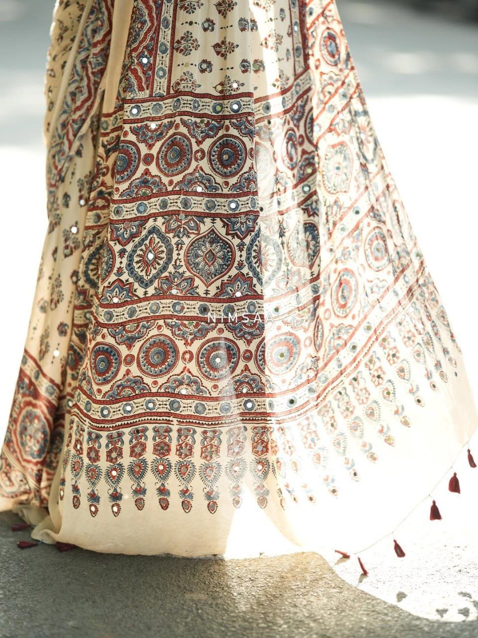 Cream Gajji Silk Premium Printed Designer Saree for Women