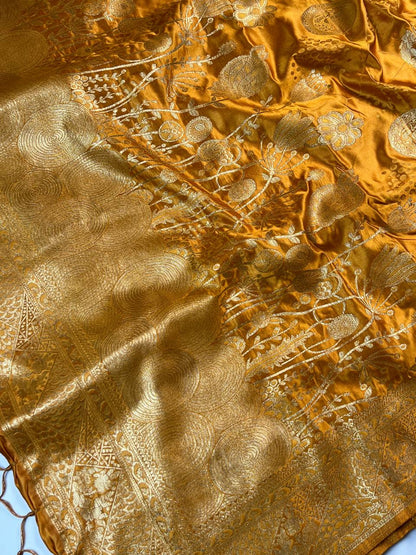 Golden Mustard Banarasi Silk Saree for Women