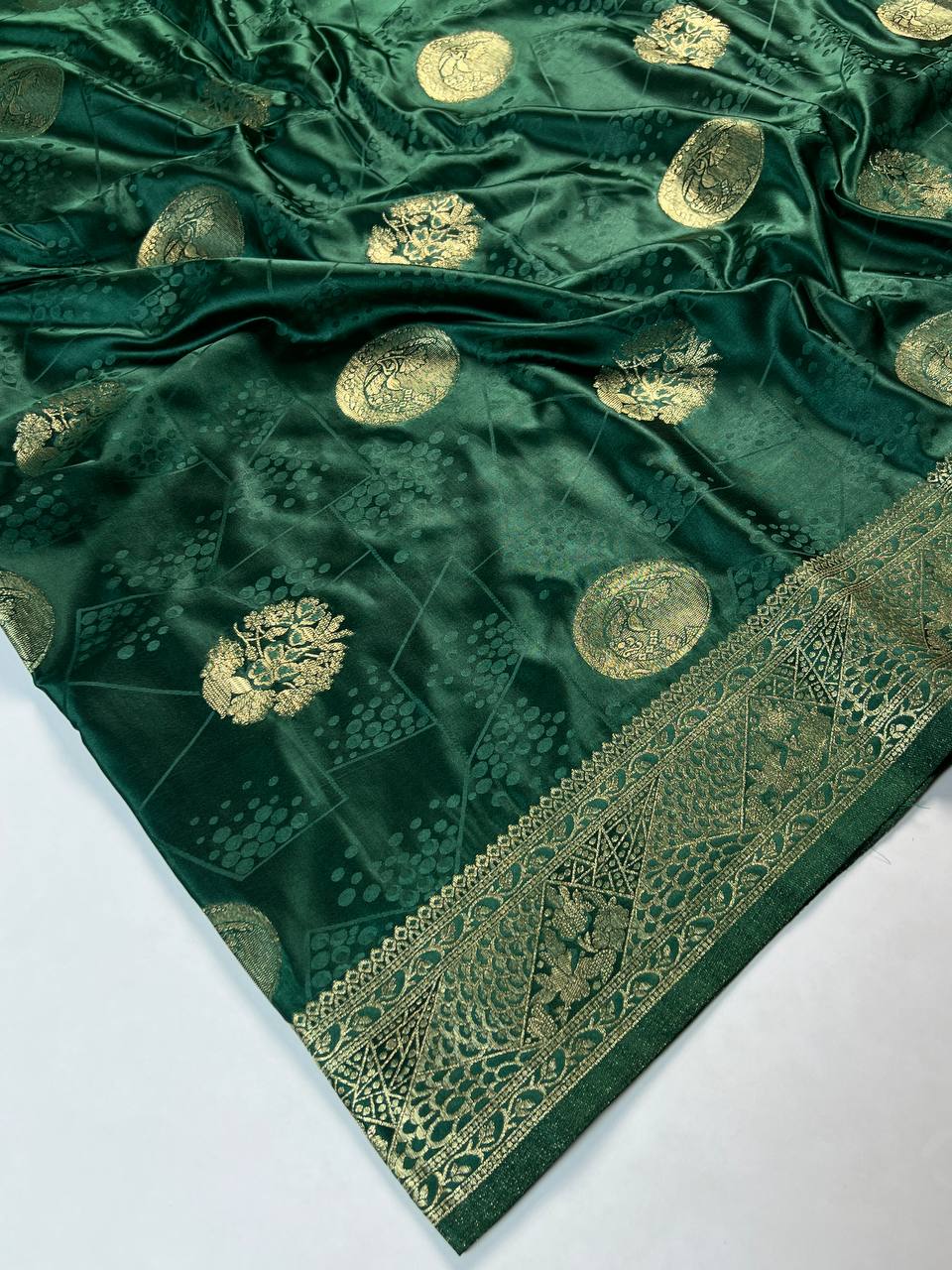 Emerald Green Banarasi Silk Saree For Women