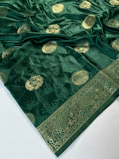 Emerald Green Banarasi Silk Saree For Women
