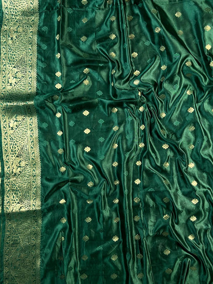 Emerald Green Banarasi Silk Saree For Women