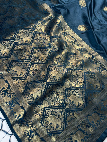 Royal Blue Banarasi Silk Saree For Women