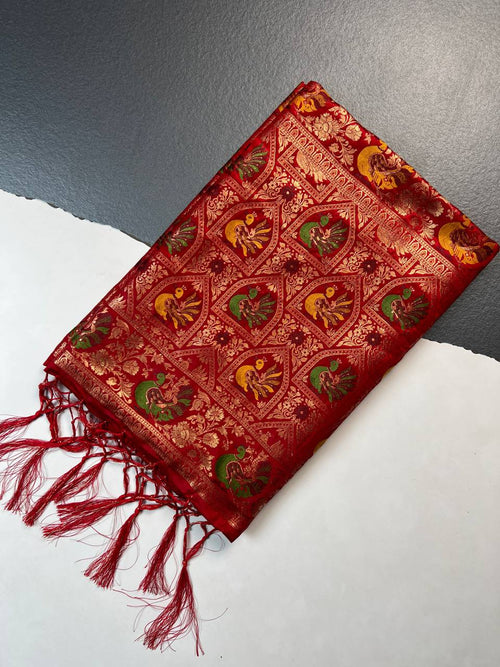 Bridal Red Banarasi Silk Saree for Women