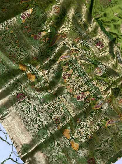 Green Banarasi Silk Saree for Women