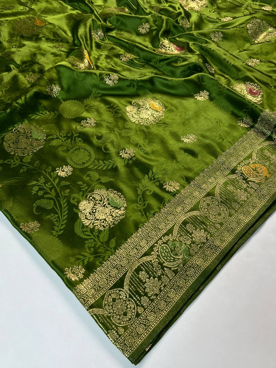 Green Banarasi Silk Saree for Women