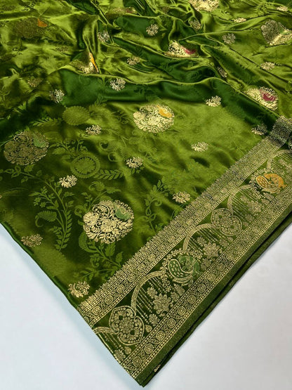 Green Banarasi Silk Saree for Women