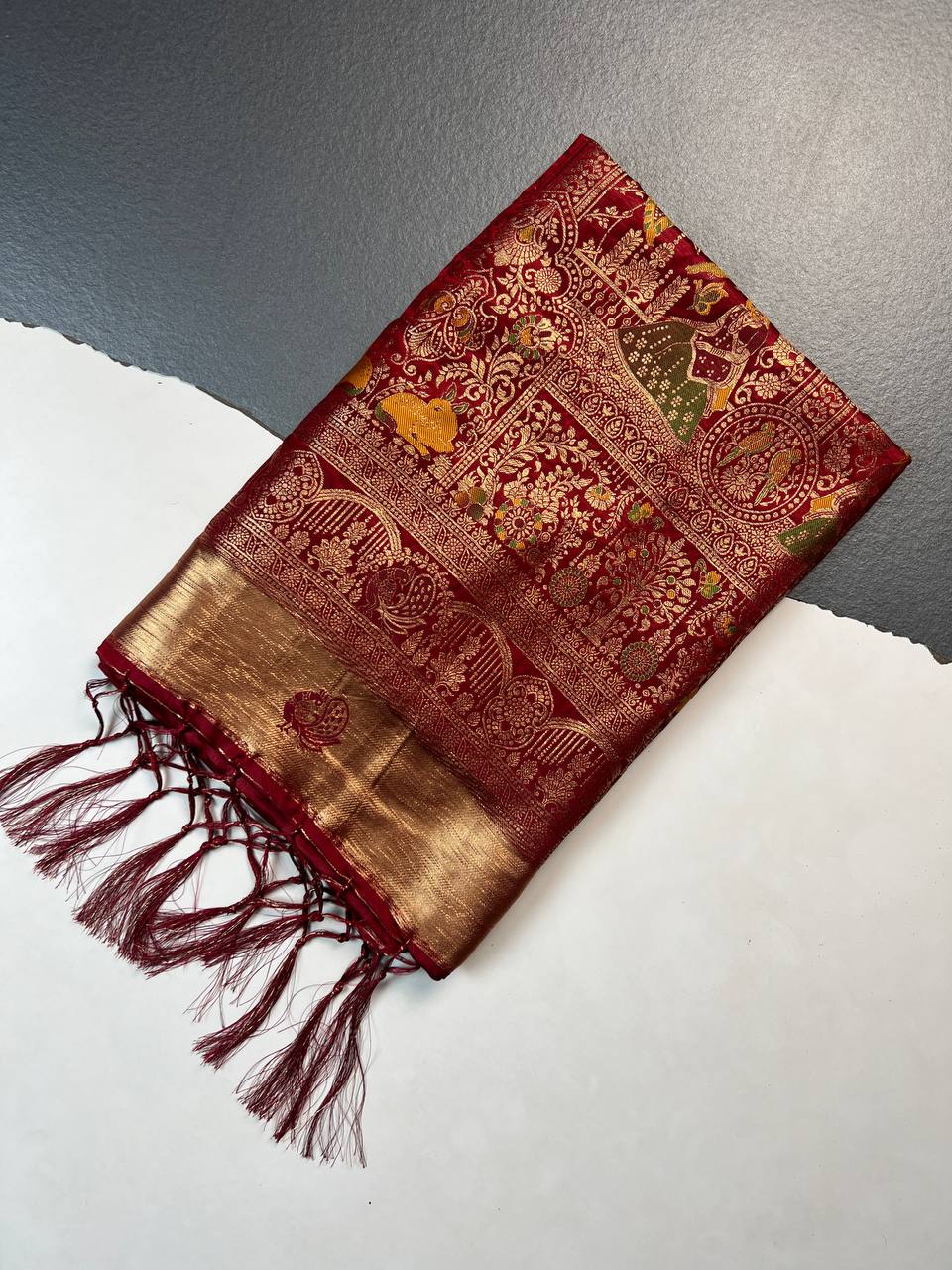 Red Banarasi Silk Saree for Women