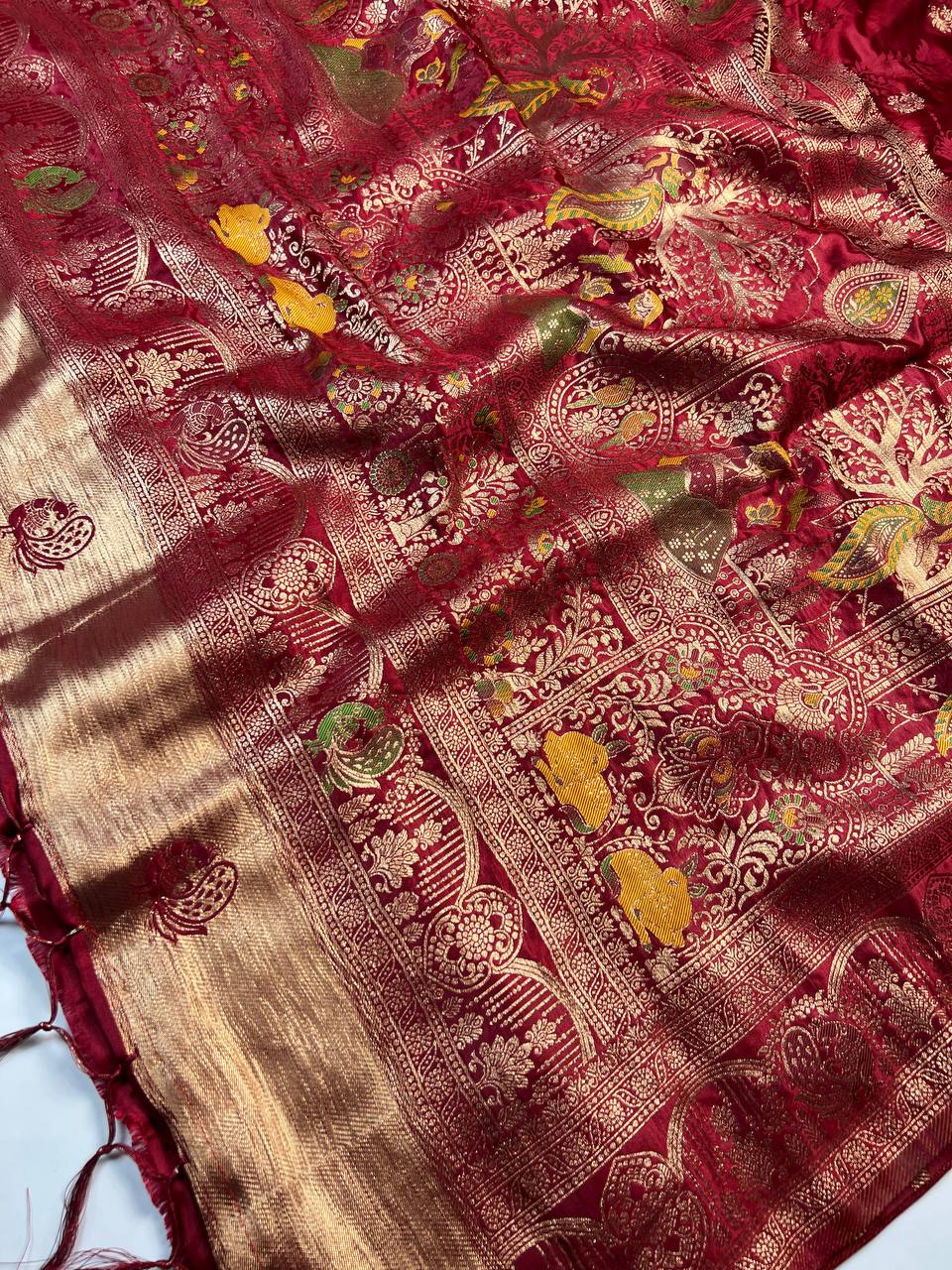 Red Banarasi Silk Saree for Women