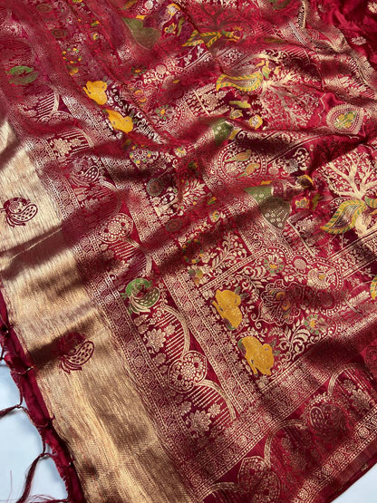Red Banarasi Silk Saree for Women