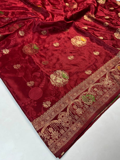 Red Banarasi Silk Saree for Women
