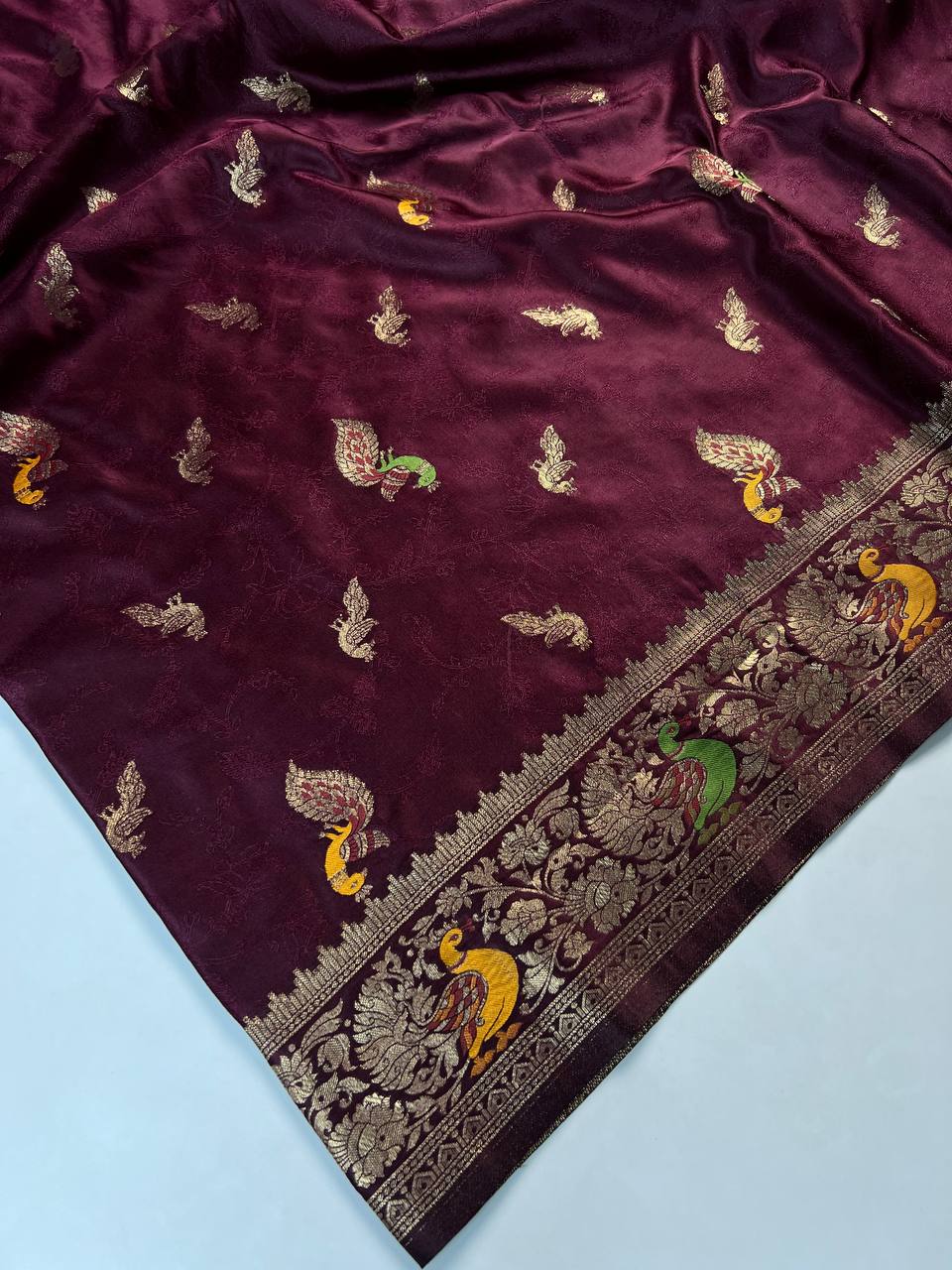 Wine Purple Banarasi Silk Saree for Women