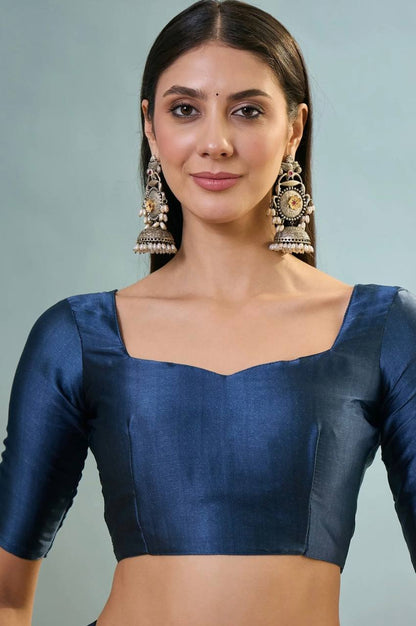 Mustard Yellow Navy Blue Striped Ajrakh Modal Silk Saree with Designer Pallu