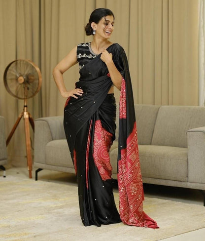 Black Gajji Silk Premium Designer Saree for Women