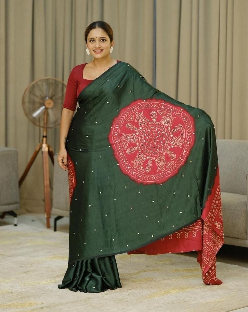 Bottle Green Gajji Silk Premium Designer Saree for Women