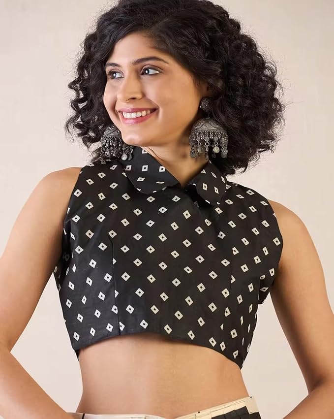 Cream White Linen Cotton Saree with Tribal Art Print