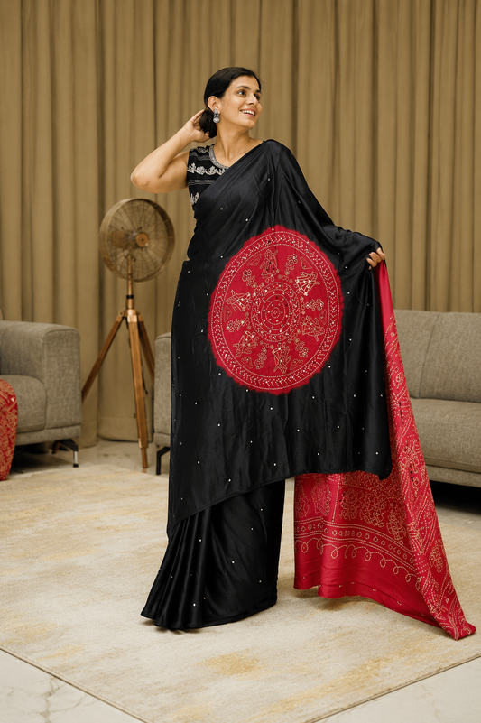 Black Gajji Silk Premium Designer Saree for Women