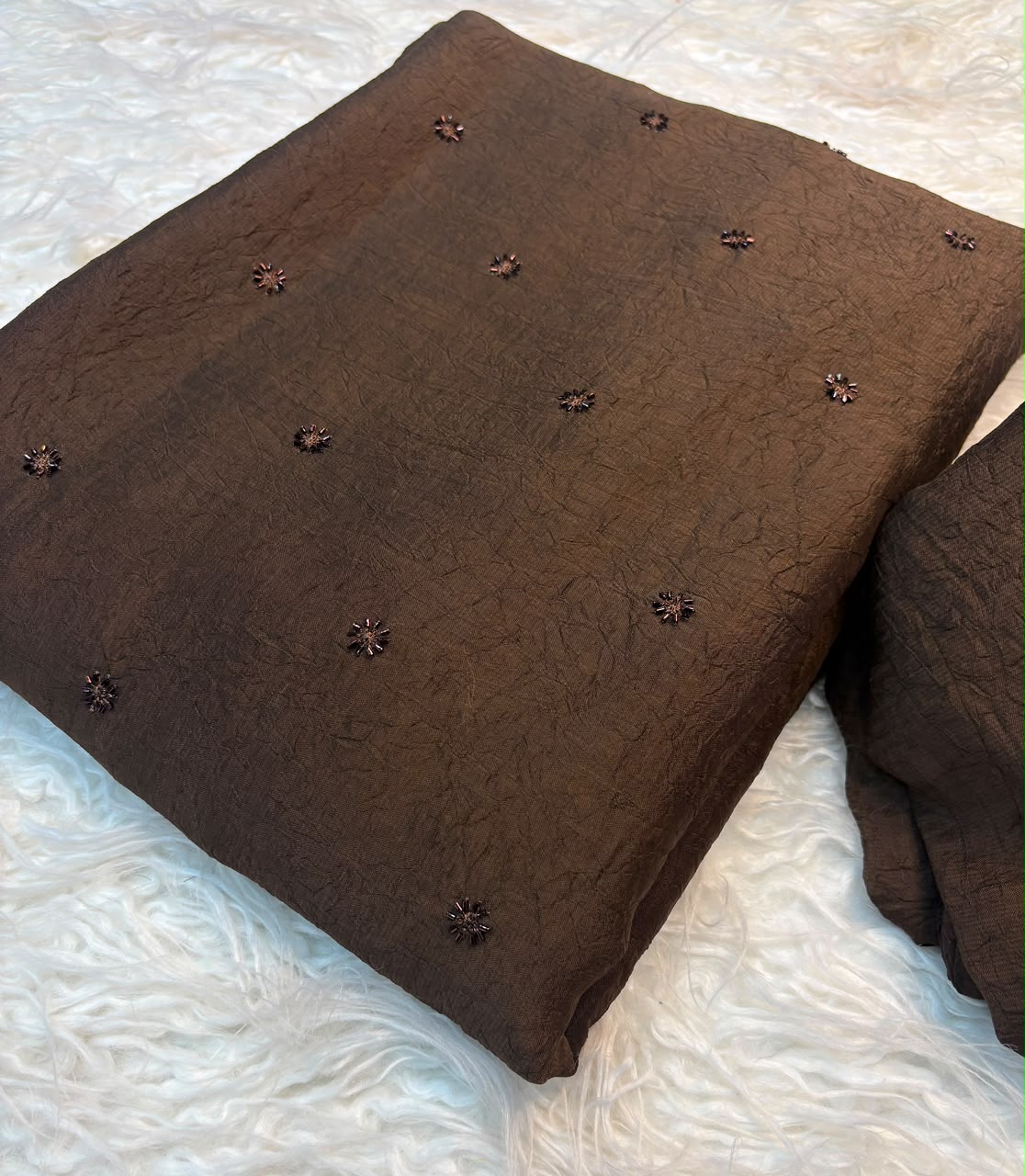 Coffee Crush Embroidered Soft Linen Saree