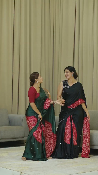 Bottle Green Gajji Silk Premium Designer Saree for Women