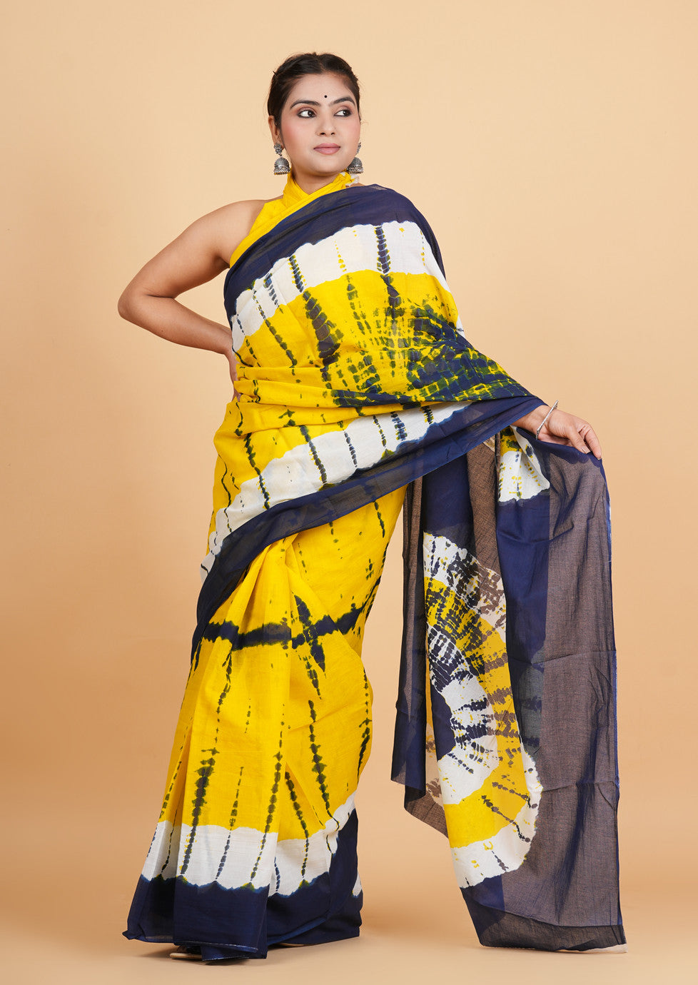 Sun-Kissed Yellow and Indigo Tie-Dye Saree