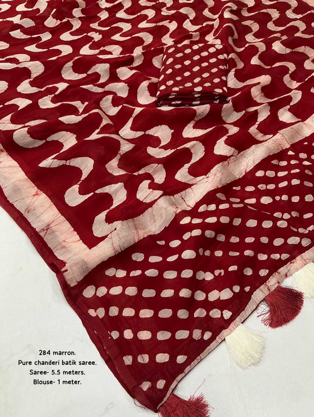 Maroon Chanderi Batik Saree