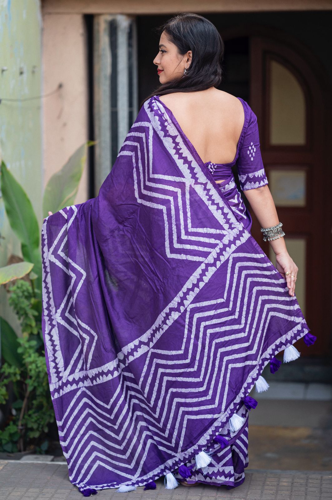 Lavender Chanderi Batik Saree