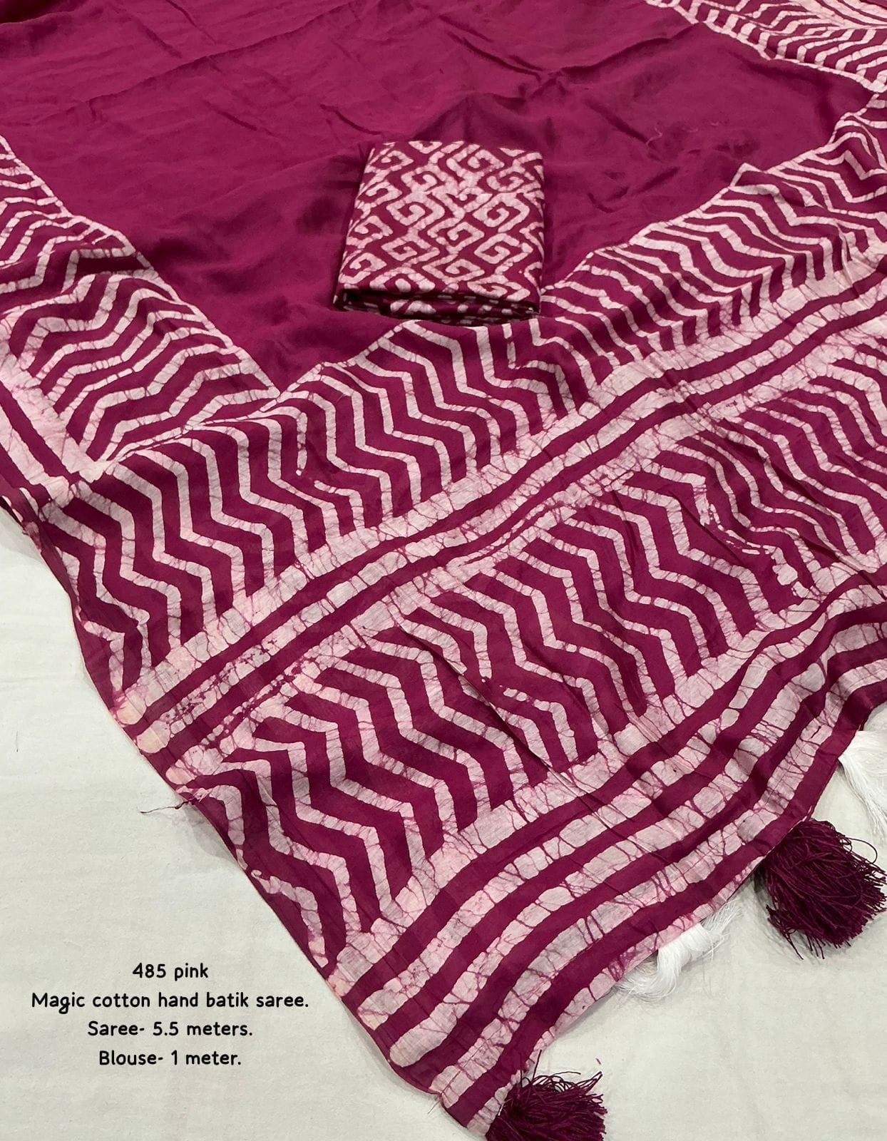 Vibrant Pink Magic Cotton Batik Saree