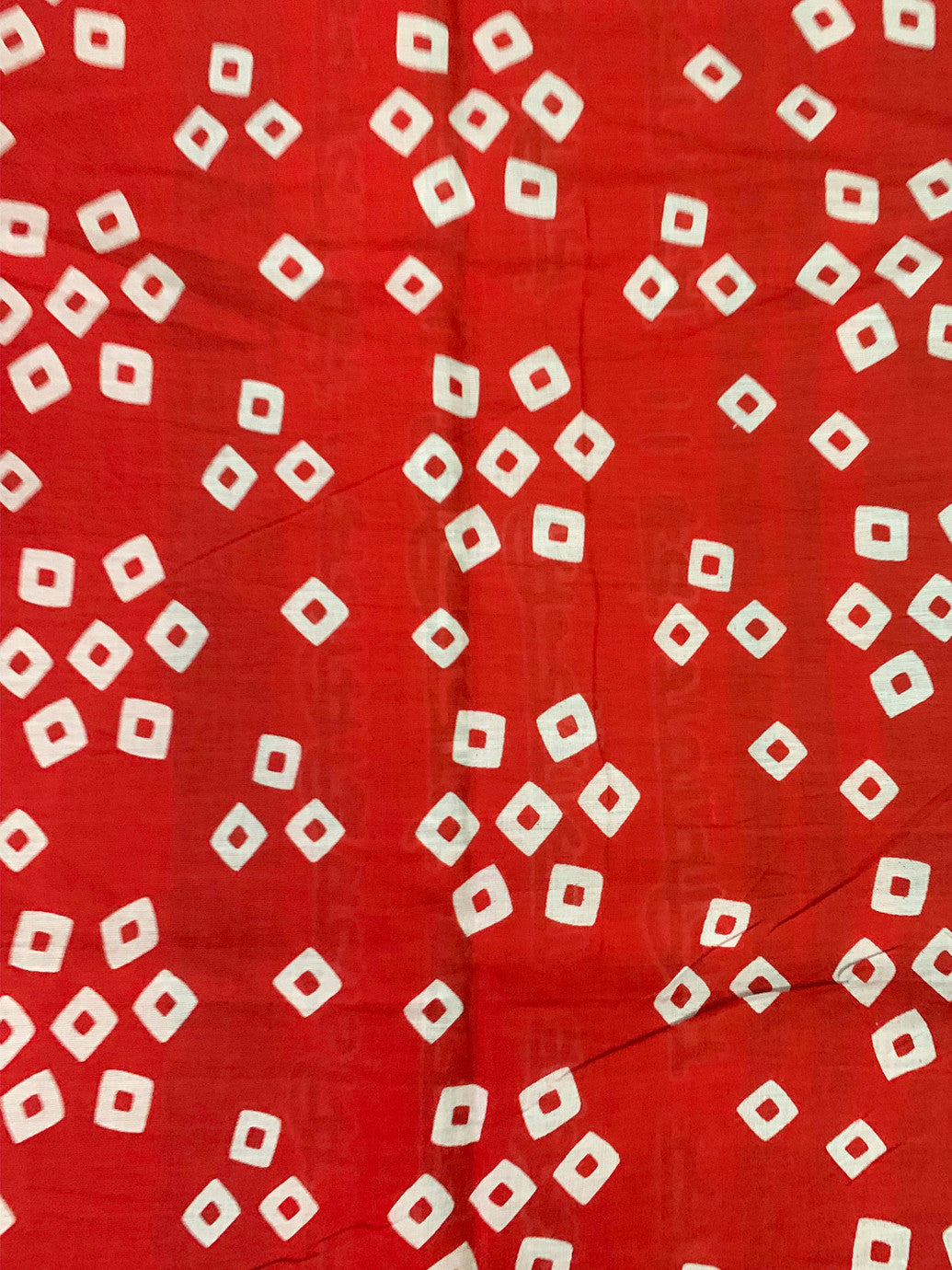 Bold Red Spiritual Motif Printed Saree with Bandhani-Style Blouse