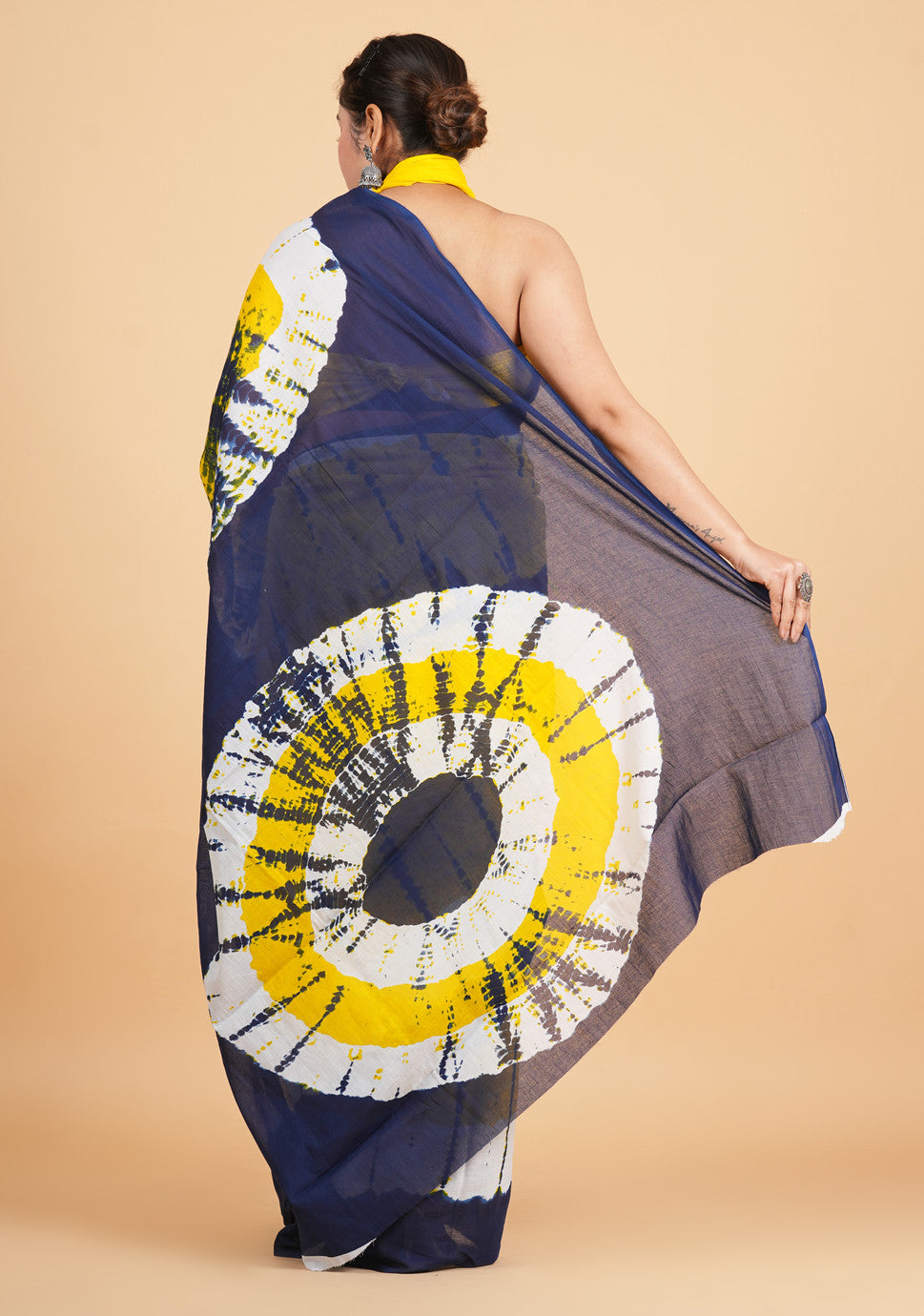 Sun-Kissed Yellow and Indigo Tie-Dye Saree