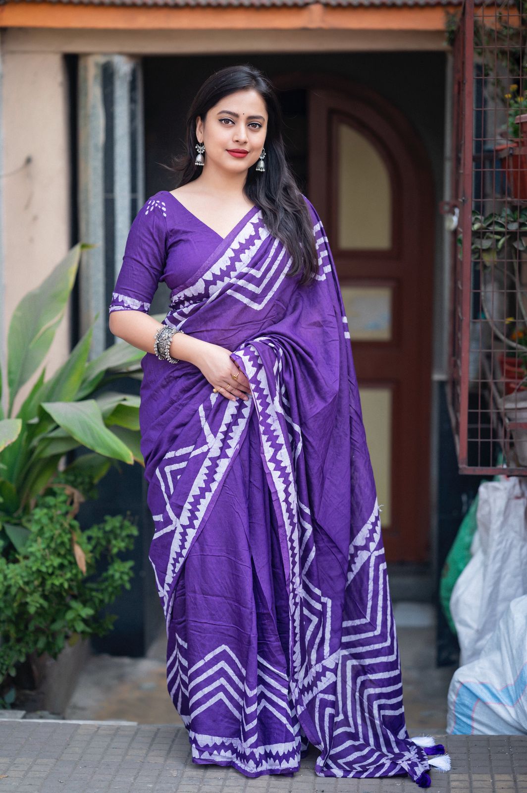 Lavender Chanderi Batik Saree