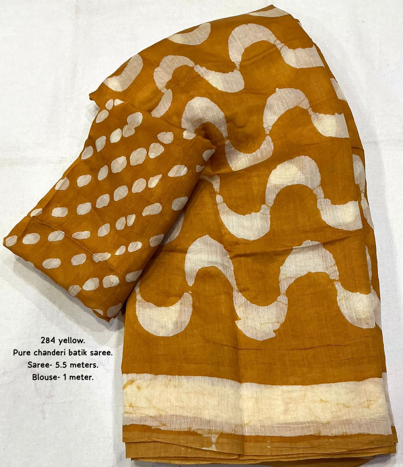 Vibrant Yellow Chevron Batik Saree