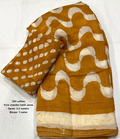 Vibrant Yellow Chevron Batik Saree